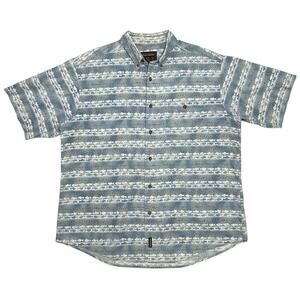 Woolrich Men's Blue Fish Lure Pattern Striped Button Down Shirt‎ - Casual - XL